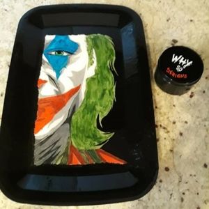 Joker Hand Painted Rolling Tray and Stacy Tin